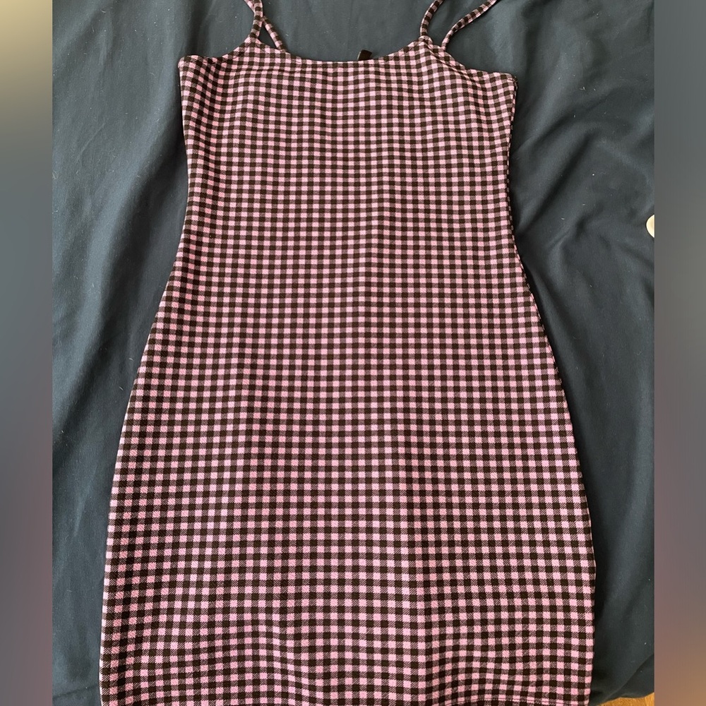 Divided Checkerboard Bodycon Dress